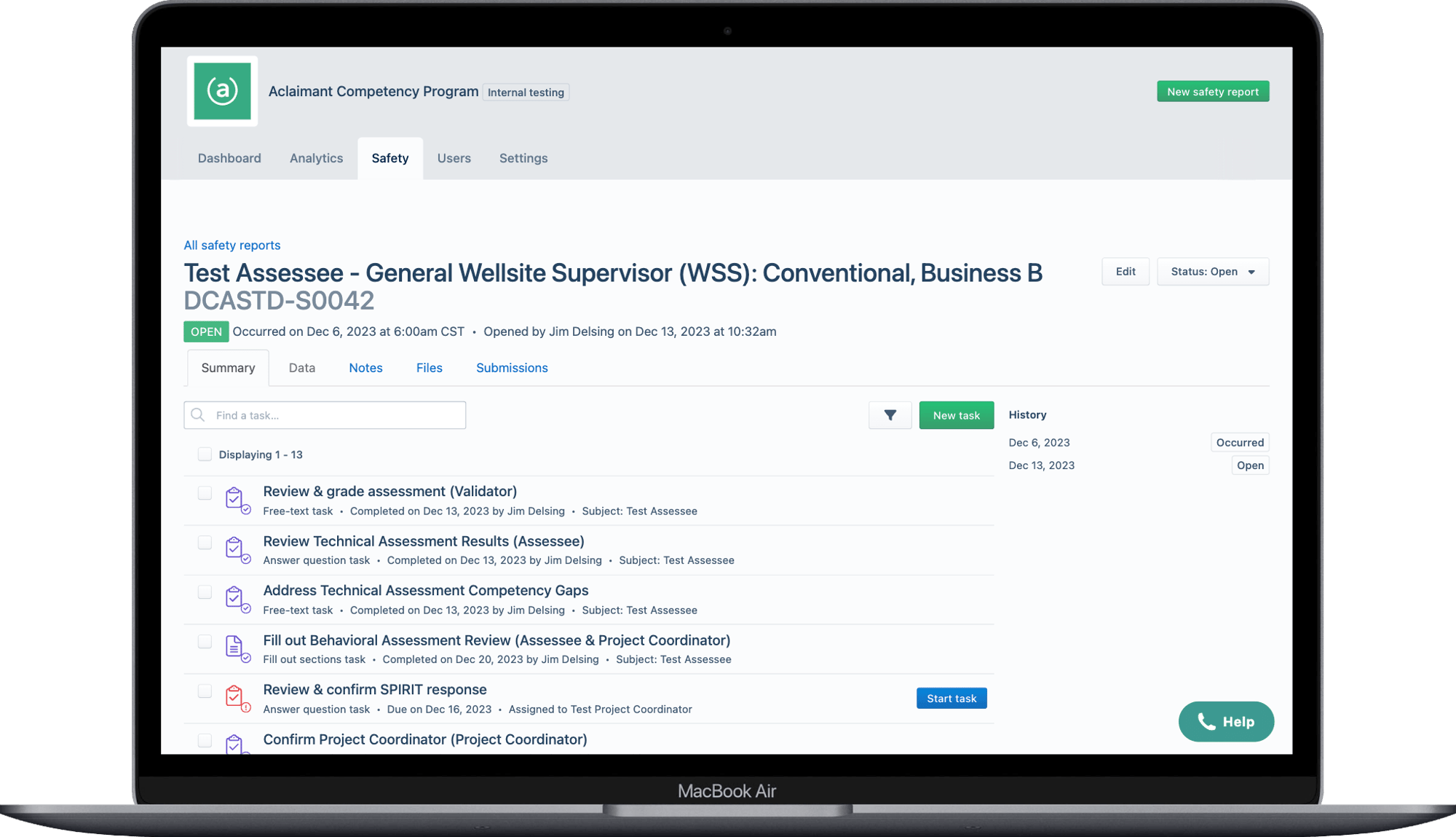 Oil and Gas Competency Assessment Platform - Laptop