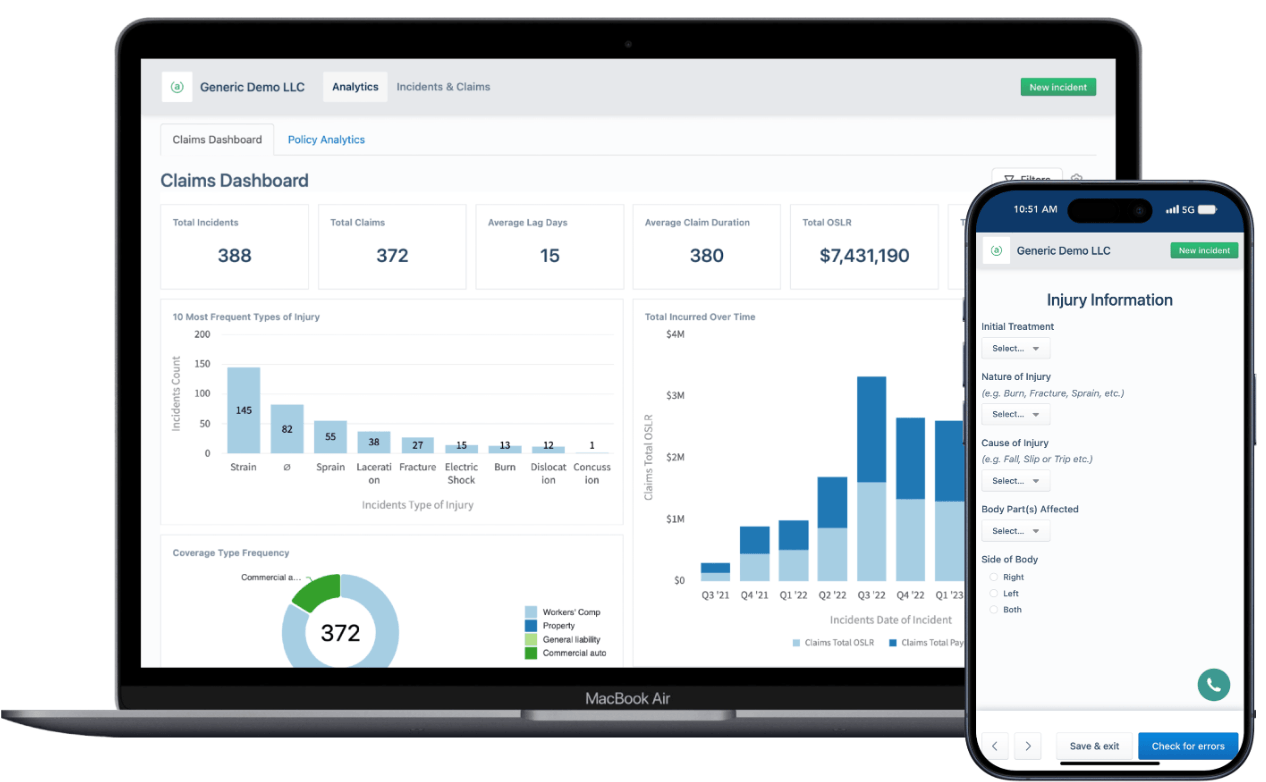 Aclaimant’s dashboard showcase for risk avoidance strategy
