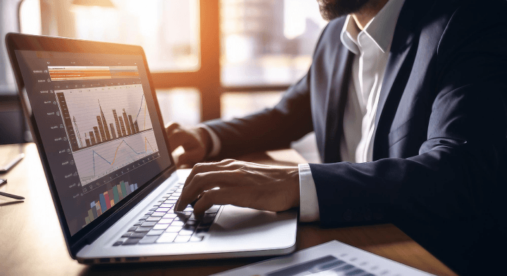 A man working with risk management information system